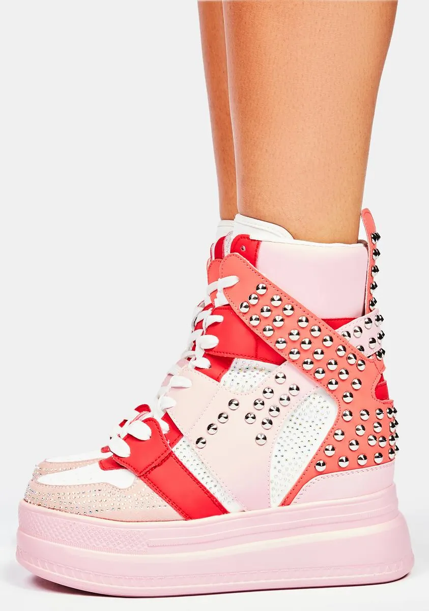 Pink Quince Studded Wedge Sneakers