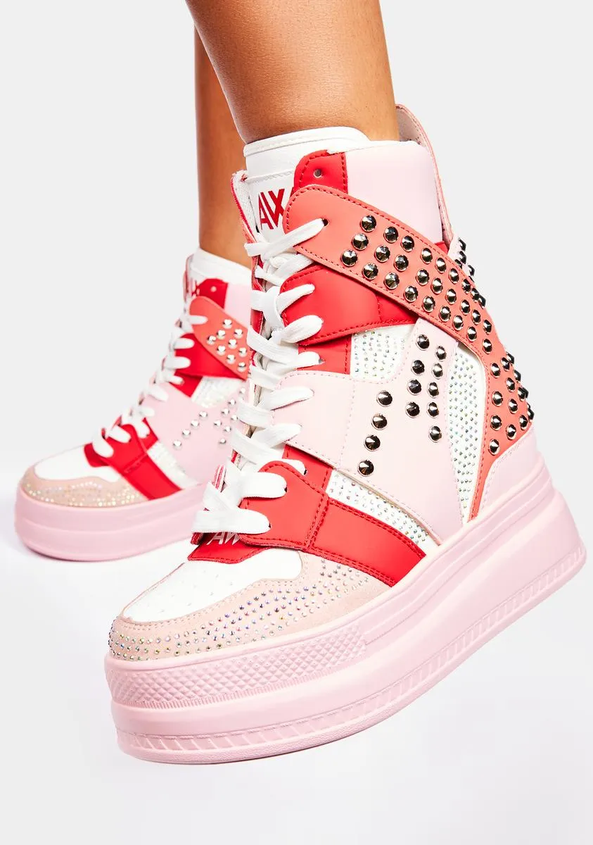 Pink Quince Studded Wedge Sneakers