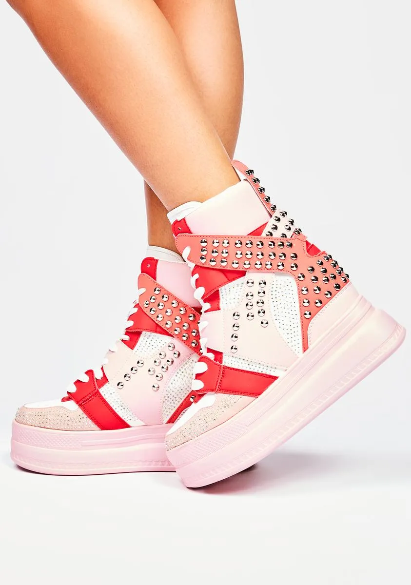 Pink Quince Studded Wedge Sneakers