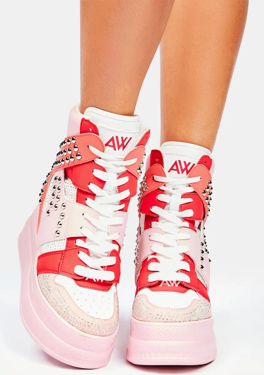 Pink Quince Studded Wedge Sneakers