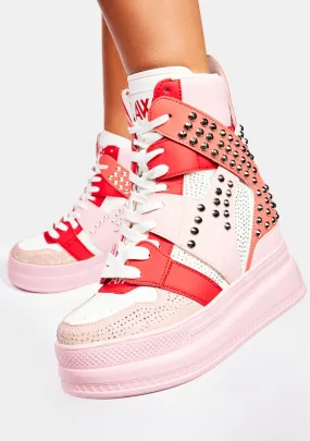 Pink Quince Studded Wedge Sneakers