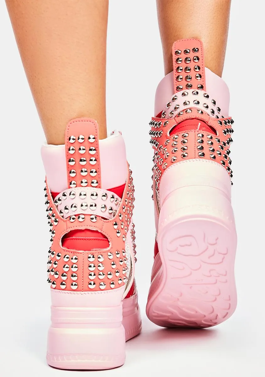 Pink Quince Studded Wedge Sneakers