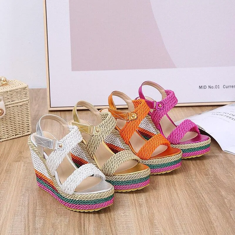 Rainbow Heel Wedge Sandals