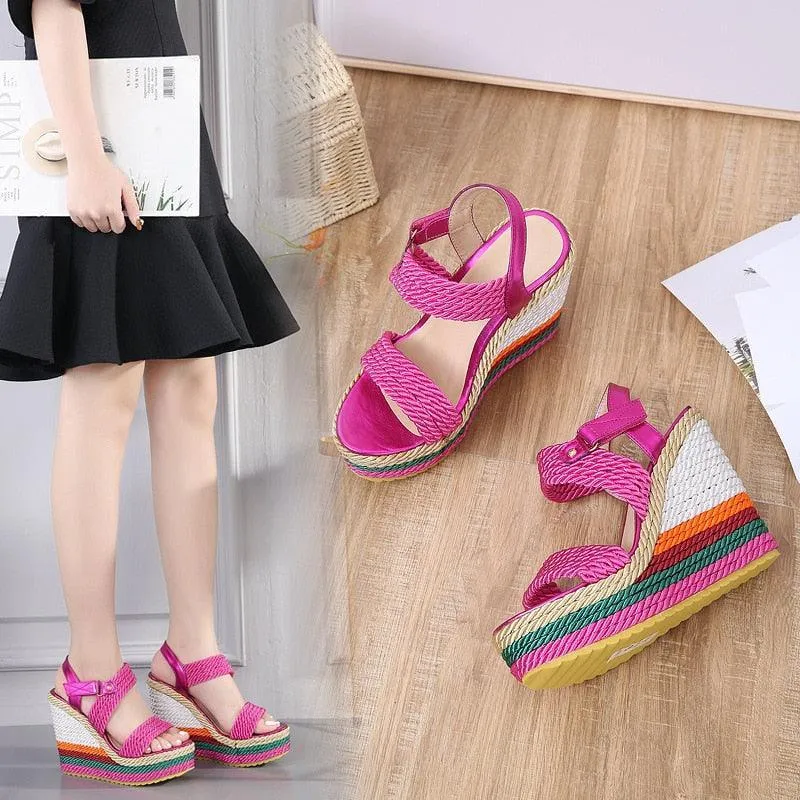 Rainbow Heel Wedge Sandals