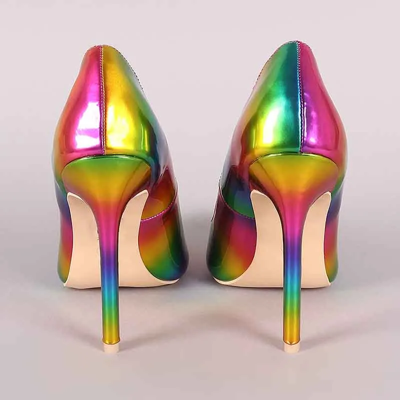 Rainbow Pointed Heels Stiletto Party Shoes for Women