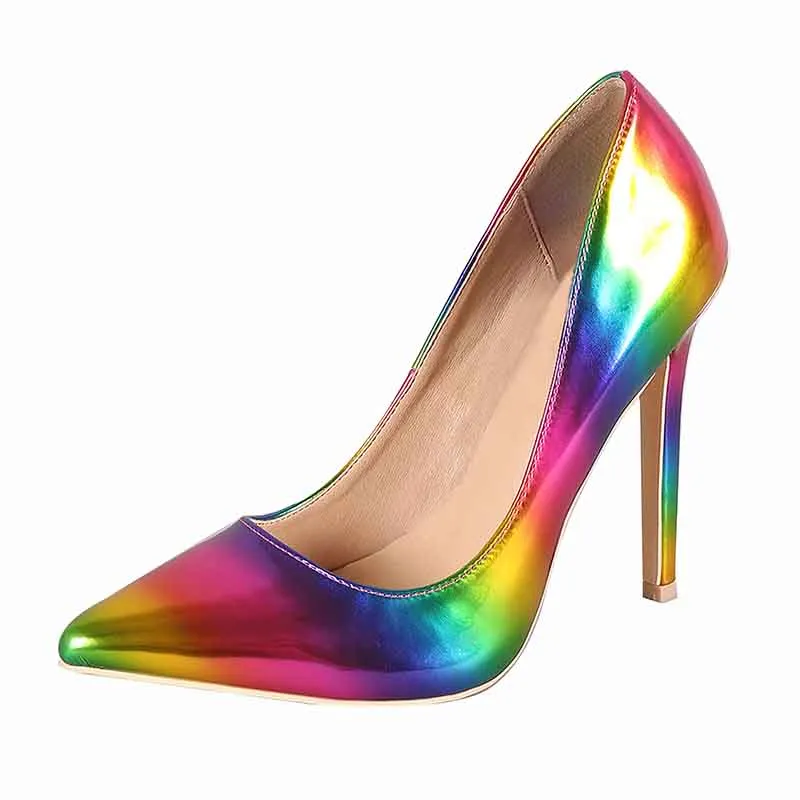 Rainbow Pointed Heels Stiletto Party Shoes for Women