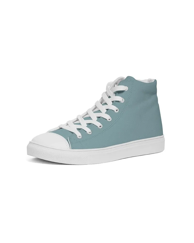 Shaded Pale Pastel Cyan Gray High-Top Canvas Sneakers | Men's | C30M0Y8K30