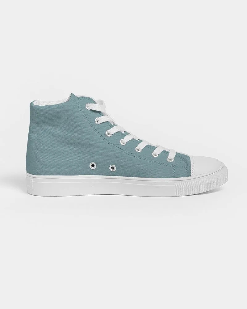 Shaded Pale Pastel Cyan Gray High-Top Canvas Sneakers | Men's | C30M0Y8K30