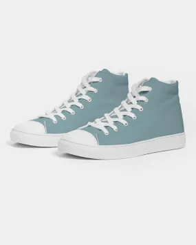 Shaded Pale Pastel Cyan Gray High-Top Canvas Sneakers | Men's | C30M0Y8K30