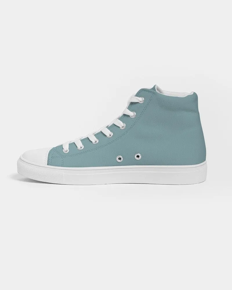 Shaded Pale Pastel Cyan Gray High-Top Canvas Sneakers | Men's | C30M0Y8K30