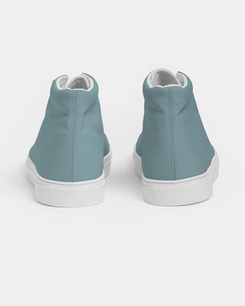 Shaded Pale Pastel Cyan Gray High-Top Canvas Sneakers | Men's | C30M0Y8K30