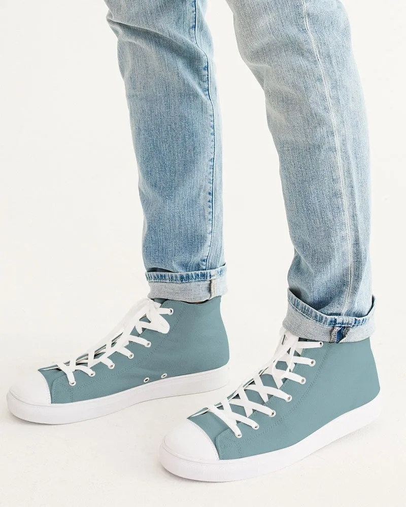 Shaded Pale Pastel Cyan Gray High-Top Canvas Sneakers | Men's | C30M0Y8K30