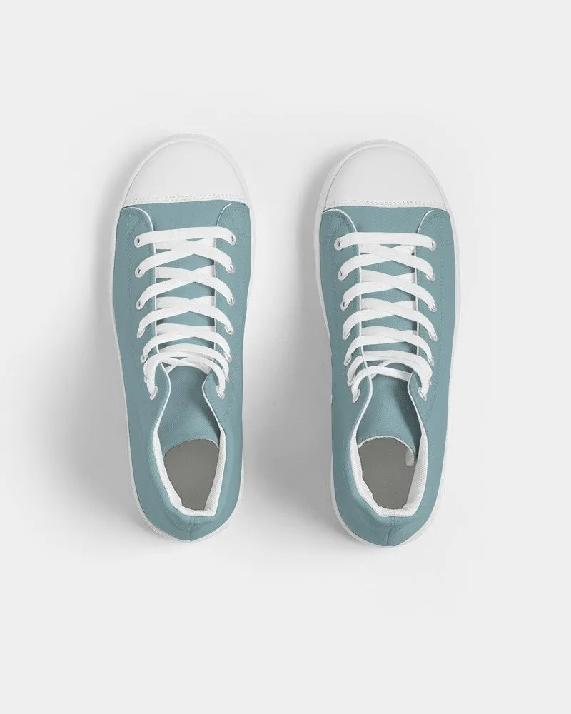 Shaded Pale Pastel Cyan Gray High-Top Canvas Sneakers | Men's | C30M0Y8K30