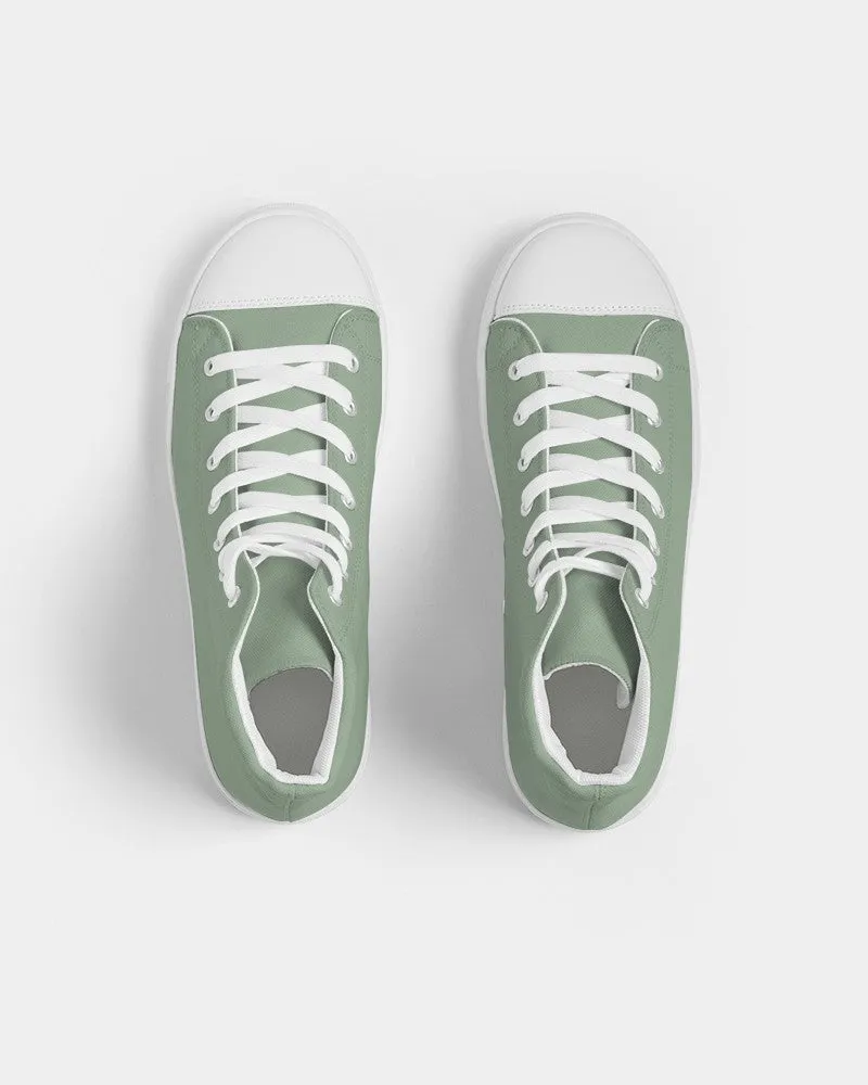 Shaded Pale Pastel Green Gray High-Top Canvas Sneakers | Women's | C22M0Y30K30