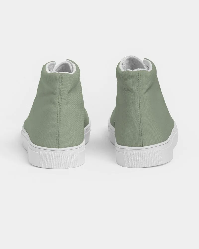 Shaded Pale Pastel Warm Green Gray High-Top Canvas Sneakers | Men's | C15M0Y30K30