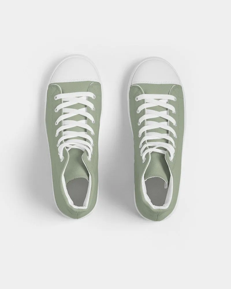 Shaded Pale Pastel Warm Green Gray High-Top Canvas Sneakers | Men's | C15M0Y30K30