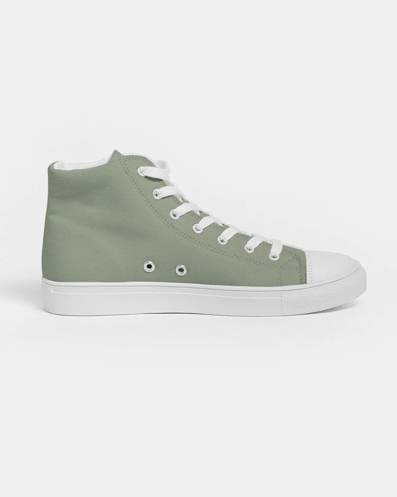 Shaded Pale Pastel Warm Green Gray High-Top Canvas Sneakers | Men's | C15M0Y30K30