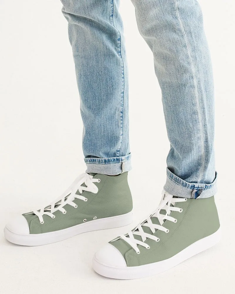 Shaded Pale Pastel Warm Green Gray High-Top Canvas Sneakers | Men's | C15M0Y30K30