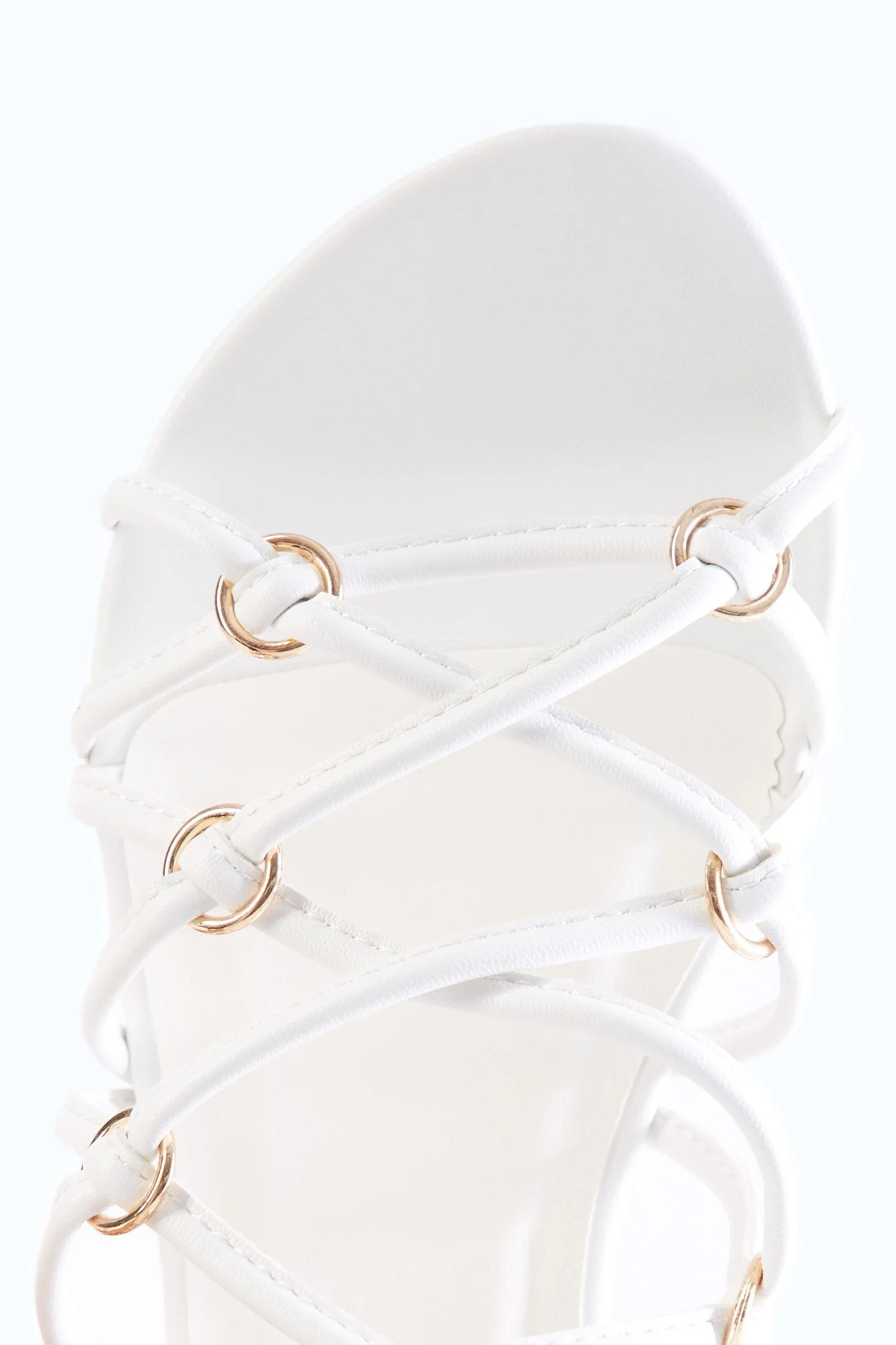 White Lattice Flat Sandals