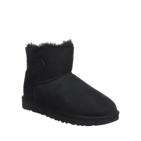 Women's Shoes UGG MINI BAILEY BUTTON II Suede & Sheepskin Boots 1016422 BLACK